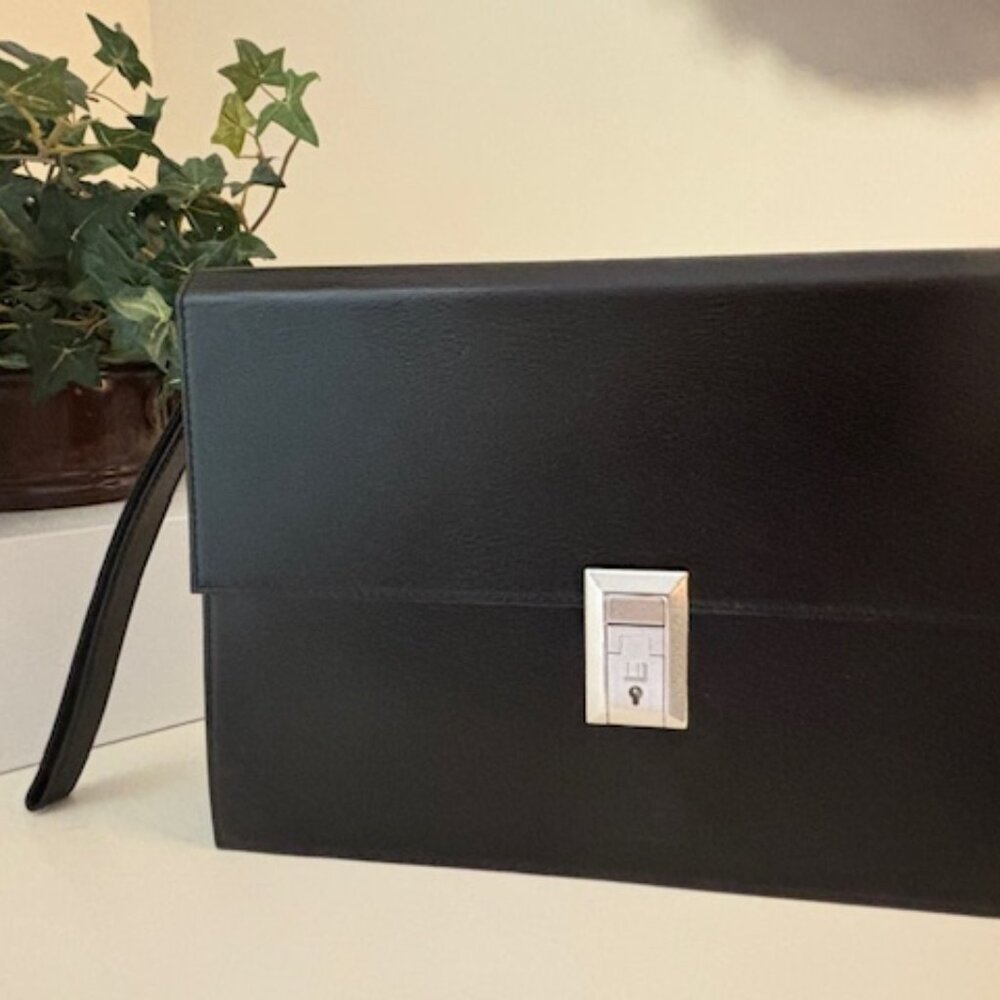DUNHILL LEATHER WRISTLET/CLUTCH-BLACK🌟-VINTAGE